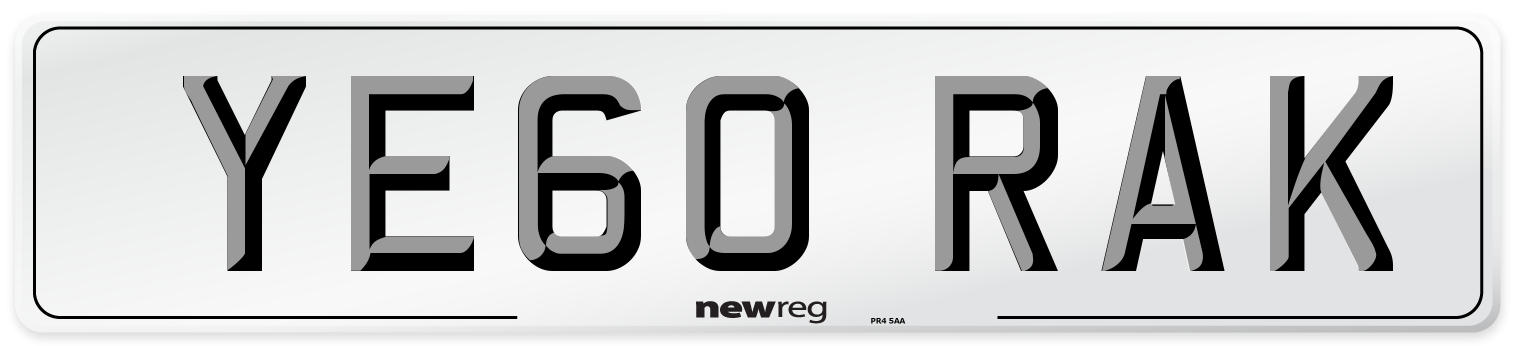 YE60 RAK Number Plate from New Reg